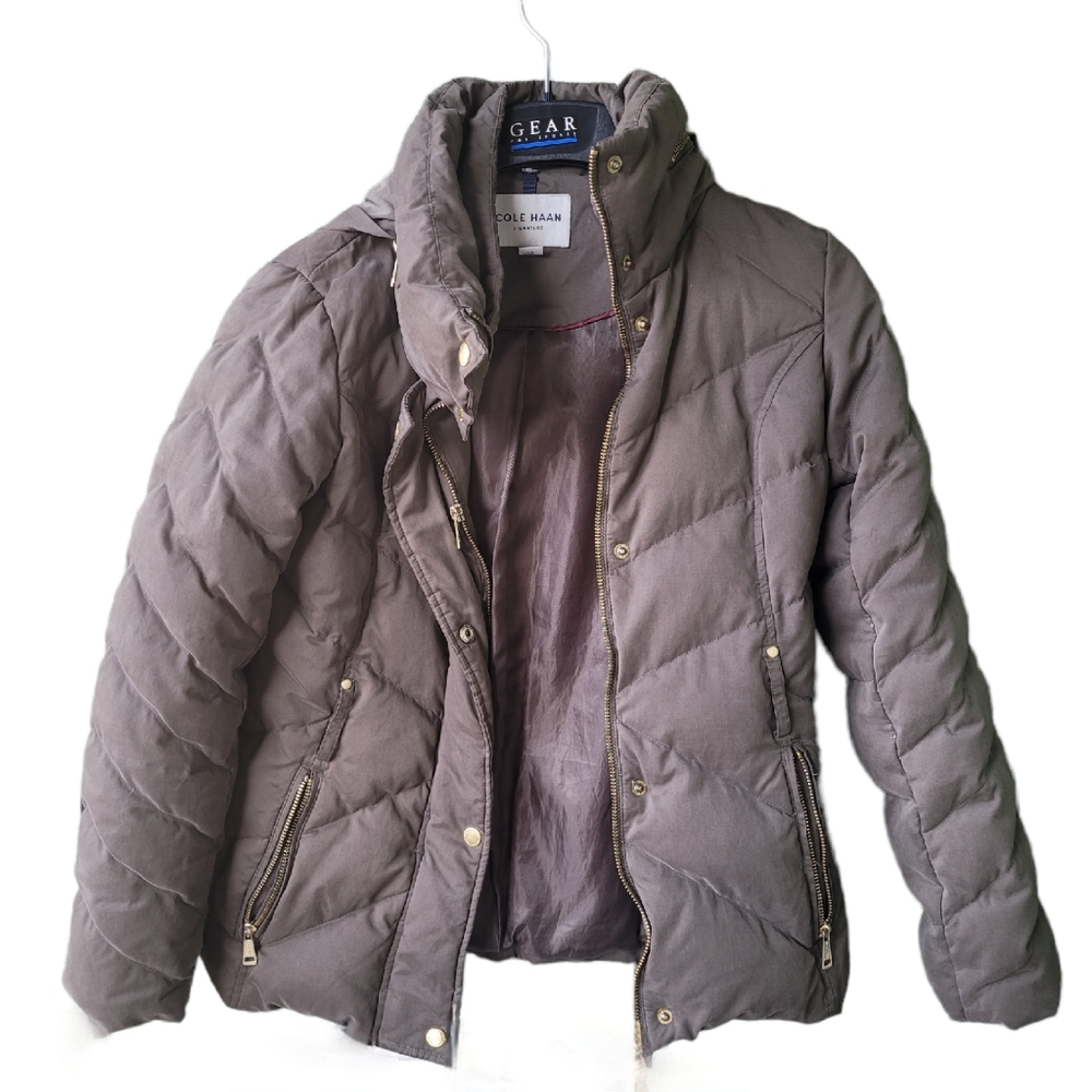 Cole Haan Down Belted Jacket Army Green